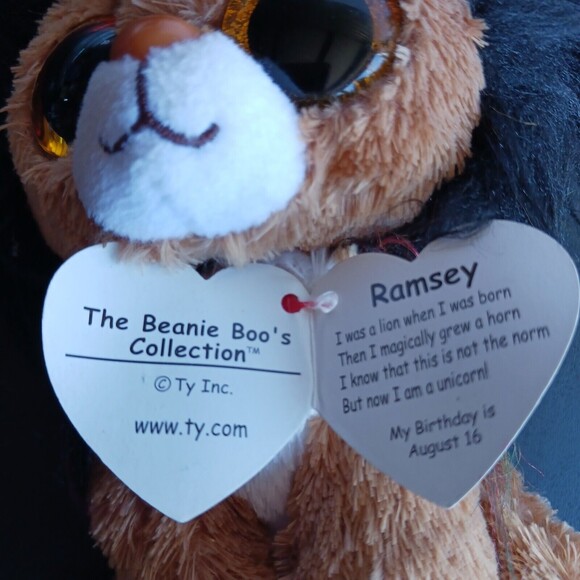 2 Ty Ramsey Unicorn Lion Beanie Boos Ty Silk 2021 Pair Twins - Picture 6 of 8